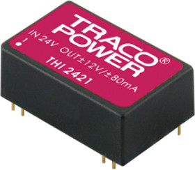 DC converter, 11-13 VDC, 1.9 W, 2 outputs, ±12 VDC, 59 % efficiency, THI 1221