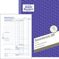 Avery-Zweckform Formularz kasy rejestrowej 305 DIN A5 biały Ilość arkuszy: 50 Samokopiowanie: Nie