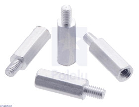 Pololu Aluminum Standoff for Raspberry Pi: 11mm Length, 4mm M2.5 Thread, M-F (4-Pack)