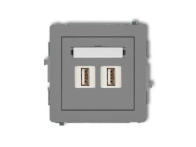 DECO Gniazdo USBx2 podwójne-AA 2.0 szary mat 27DGUSB-2 KARLIK