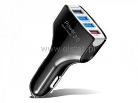 Ładowarka sam. 3.0 czarna 4x USB 7A; szybka; POWER