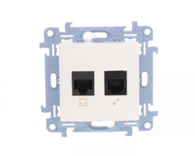 Simon 10 Gniazdo RJ45 kat 6 + gniazdo telefoniczne RJ12 białe C6T.01/11