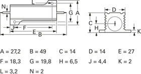 Wirewound resistor, 1 Ω, 25 W, ±5 %, RB25 5% 1R0