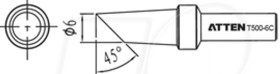 T500-6C Soldering tip, 6.0 mm, chisel-shaped, angled