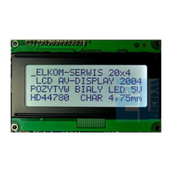 WYŚWIETLACZ LCD 4x20 2004A FHW K/W BIAŁY 40mA