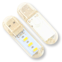 Mini lampka USB 5V 3x LED biały ciepły 3500K kompaktowa 6 cm do powerbanka