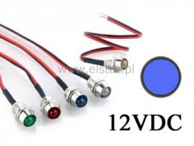 Kontrolka LED 5mm 12VDC + przew. wklęsła niebieska
