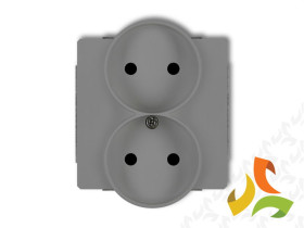DECO Gniazdo podwójne bez uziemienia do ramki (przesłony torów prądowych) szary mat 27DGPR-2p KARLIK