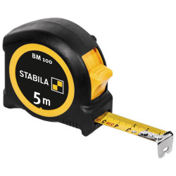 Stabila 19568 BM 100 Tape Measure 5m ABS Grip Shock-Absorbing Compact Design