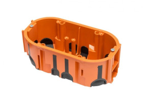Puszka podtynkowa ProDuo podwójna, głęboka 60mm, fi68, łączeniowa, z wkrętami, wiatroszczelna , pomarańczowa, IP30 /A.0092/