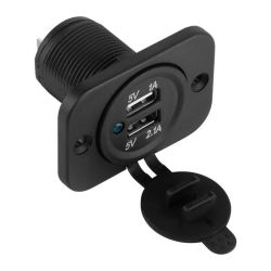 Ładowarka samochodowa 2xUSB do montażu