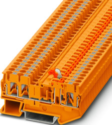 Knife disconnect terminal, push-in connection, 0.34-4.0 mm², 3 pole, 20 A, 6 kV, orange, 3210171