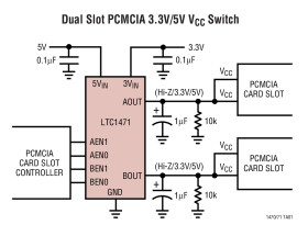 Single and Dual PCMCIA Protected 3.3V/5V VCC Switches