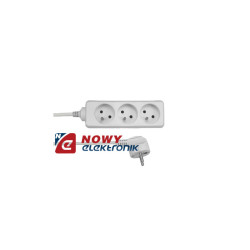 Przedłużacz 3Gn 1,5m Z/U Biały Uziemienie, EPS-301,5 ELGOTECH