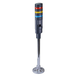 LD6A-3PZQB-RYS Red/Yellow/Blue Stack Light LED Tower with Sounder & Flasher Pole Mount 24VAC/DC IDEC