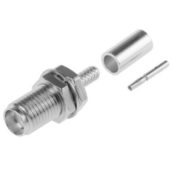 Złącze koncentryczne Montaż na panelu Żeński 50Ω typ złącza Złącze SMA 0 to 12.4GHz Połączenie zagniatane typ kabla