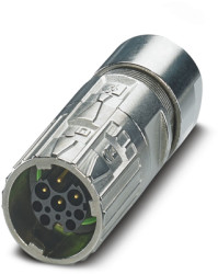 Plug, M17, 9 pole, crimp connection, ONECLICK quick locking system, straight, 1628979