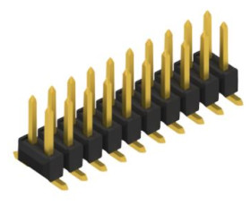 Pin header, 20 pole, pitch 2.54 mm, angled, black, 10049251