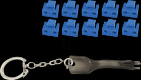 BS08-01034 RJ45 port blocker set, socket, blue, 10 pieces