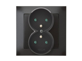 IMPRESJA Gniazdo podwójne z uziemieniem z przesłonami torów prądowych kompletne z ramką antracyt GP-2YZP/50 OSPEL