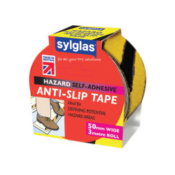 Sylglas 8620045 Anti-Slip Tape 50mm x 3m Black &amp; Yellow Hazard