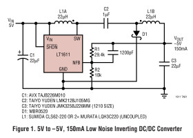Inverting 1.4MHz Switching Regulator in 5-Lead SOT-23