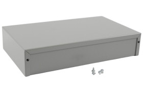 Obudowa Aluminium, stal szerokość zew. 152 mm długość zew. 254 mm wys. zew. 51 mm Hammond Szary