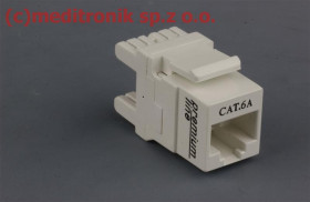 Moduł keystone gniazdo RJ45 UTP kat.6a białe montaż poziomy