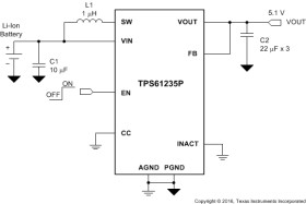 8-A valley current, 5.1-V fixed output voltage synchronous boost converters