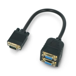 Adapter złącza VGA męski - 2 x VGA żeński - Lanberg - 200 mm - czarny