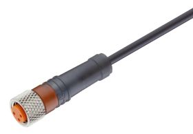 RKMV 4-225/2 M, przewód 4x0,34mm2 z gniazdem prostym M8 izolacja PUR czarna, LUMBERG 28383, zamiennik do HIRSCHMANN ELKA-KV 4408