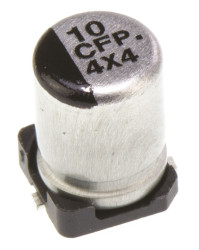 Aluminiowy kondensator elektrolityczny 10μF 16V dc SMD Panasonic 4 (Dia.) x 5.8mm