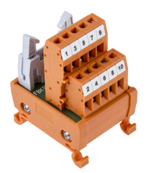 Moduł 10 -pinowe na szynę DIN RS PRO do kabla taśmowego Męski długość 36mm 1A