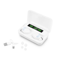 Słuchawki bluetooth LTC białe bezprzew. douszne + powerbank