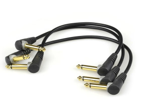 KLOTZ Zestaw 3x Kabel Złączka do Efektów Gitarowych Jack 6,3mm Mono (wtyk kątowy / wtyk kątowy) 15cm