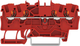 4-wire feed-through terminal, spring-clamp connection, 0.25-2.5 mm², 1 pole, 17.5 A, 8 kV, red, 2201-1403