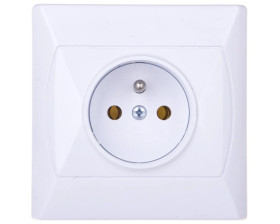 AKCENT Gniazdo pojedyncze z/u białe GP-1AZ/00