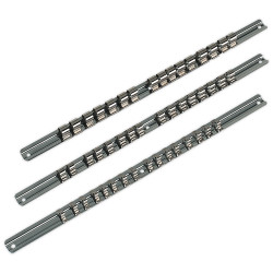 Sealey AK270 Socket Retaining Rail Set 3pc 1/4&quot;, 3/8&quot; and 1/2&quot;sq Drive