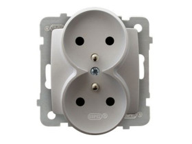 KARO Gniazdo podwójne z uziemieniem do ramki IP-20 zaciski gwintowe srebrny perłowy GP-2SRZ/m/43 OSPEL