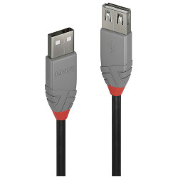 LINDY 36702 USB Cable USB 2.0 USB-A plug to socket 1m Black Grey