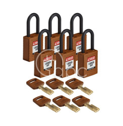 Kłódka LOTO SafeKey nylonowa, szekla 38 mm, brązowa (6 szt.), 150309