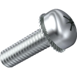 Combination screw, PZ cross slot, M4, Ø 8 mm, 8 mm, steel, galvanized, ISO 7045, 081.58.433