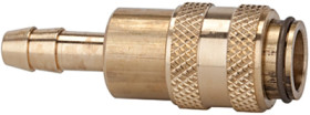 Quick-release coupling, L 46 mm, 35 bar, brass, for plastics processing, food, pharmaceutical or electronics industry, 107135