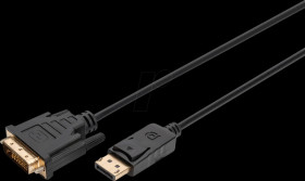 AK-340306-020-S DisplayPort 1.1a connector to DVI 24+1 connector, 1080p, 2 m