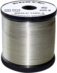 Solder, lead-free, SAC (Sn99Ag0.3Cu0.7), Ø 0.8 mm, 250 g, SSALC8250