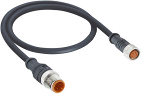 Sensor actuator cable, M12-cable plug, straight to M8-cable socket, straight, 3 pole, 0.6 m, PUR, black, 4 A, 1210 0800 03 300 0