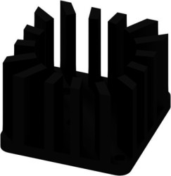 Finger shaped heatsink, (L x W x H) 46 x 46 x 31.8 mm, 4.8 K/W, black anodized, 10035063