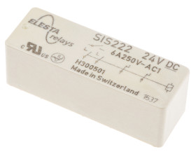Przekaźnik niezatrzaskowy z wymuszonym prowadzeniem styków , DPDT, 24V dc, montaż PCB, Elesta