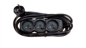 Przedłużacz 3-Gniazda Z/U 3M /H05vv-F 3G1/ Czarny Pc0313