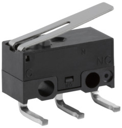 Subminiature snap-action switch, On-On, PCB connection, hinge lever, 0.45 N, 0.05 A/30 VDC, IP40, DG23-B3LA